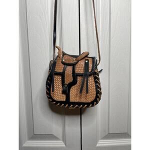 Vintage Hand Tooled Leather Western Saddle Shoulder Bag Mini